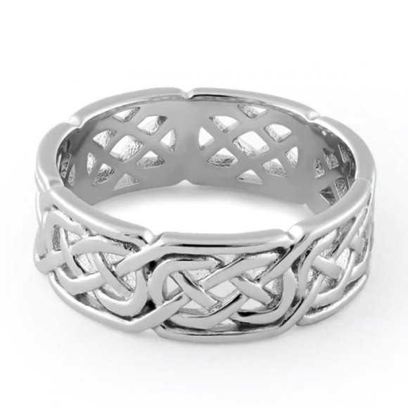 925 STERLING SILVER Celtic Irish Endless Knot Band Ring - Picture 13 of 15
